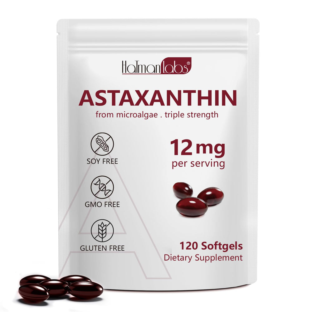 Front view of Astaxanthin 12mg softgels bottle (120-count)