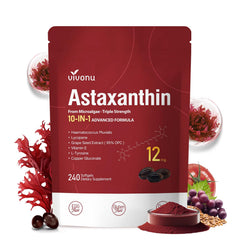Hero image: 10-in-1 Astaxanthin 12mg bottle, 4-month supply