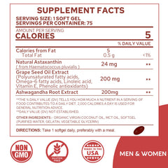 Close-up of 24 mg astaxanthin softgels