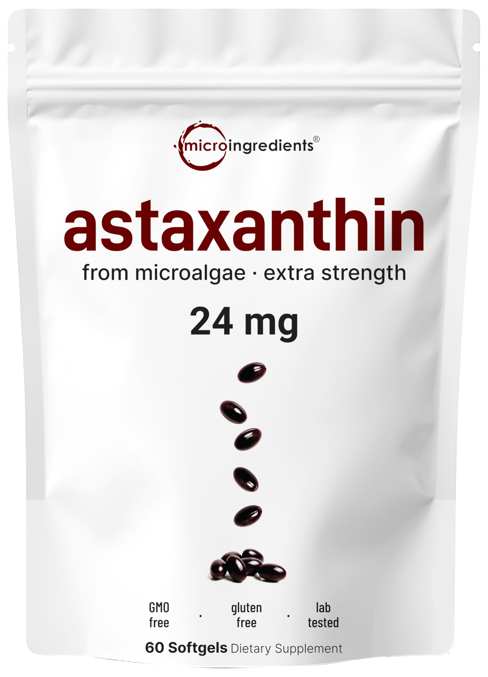 Astaxanthin 24mg softgels bottle label — 60 count