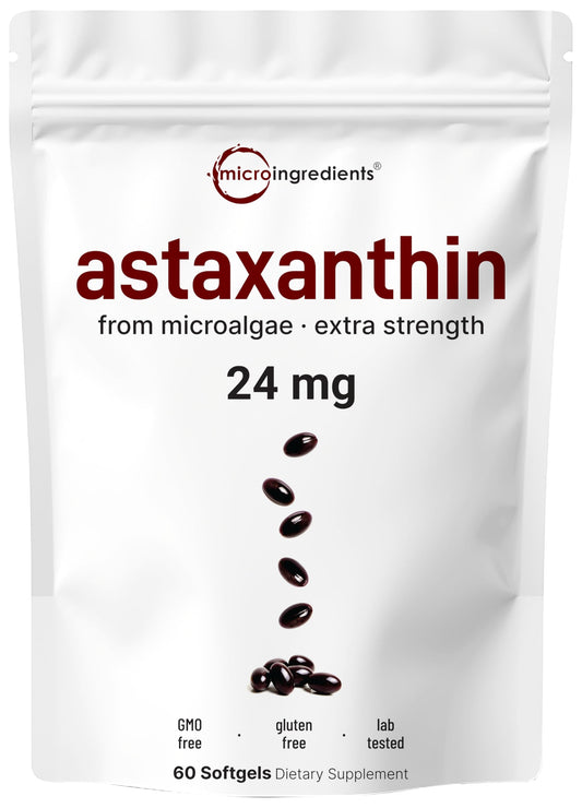 Astaxanthin 24mg softgels bottle label — 60 count