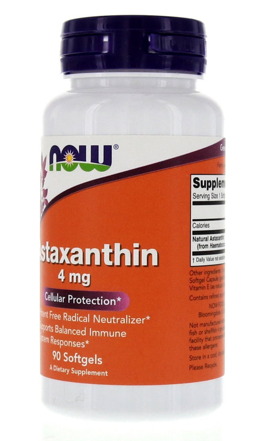 NOW Astaxanthin bottle showing 90 softgels