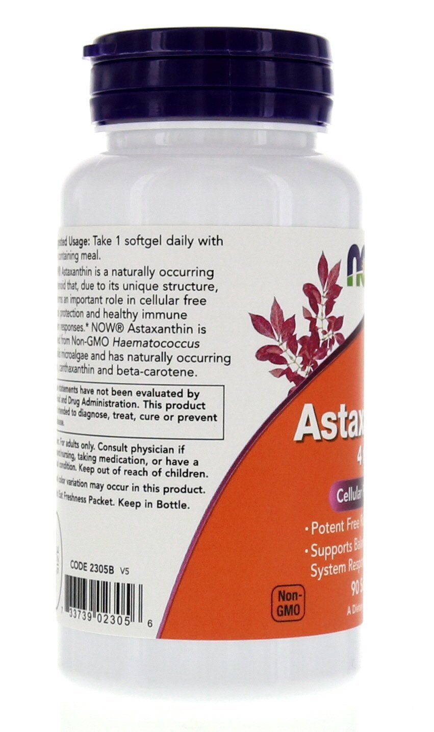 Supplement facts panel for Astaxanthin 4mg