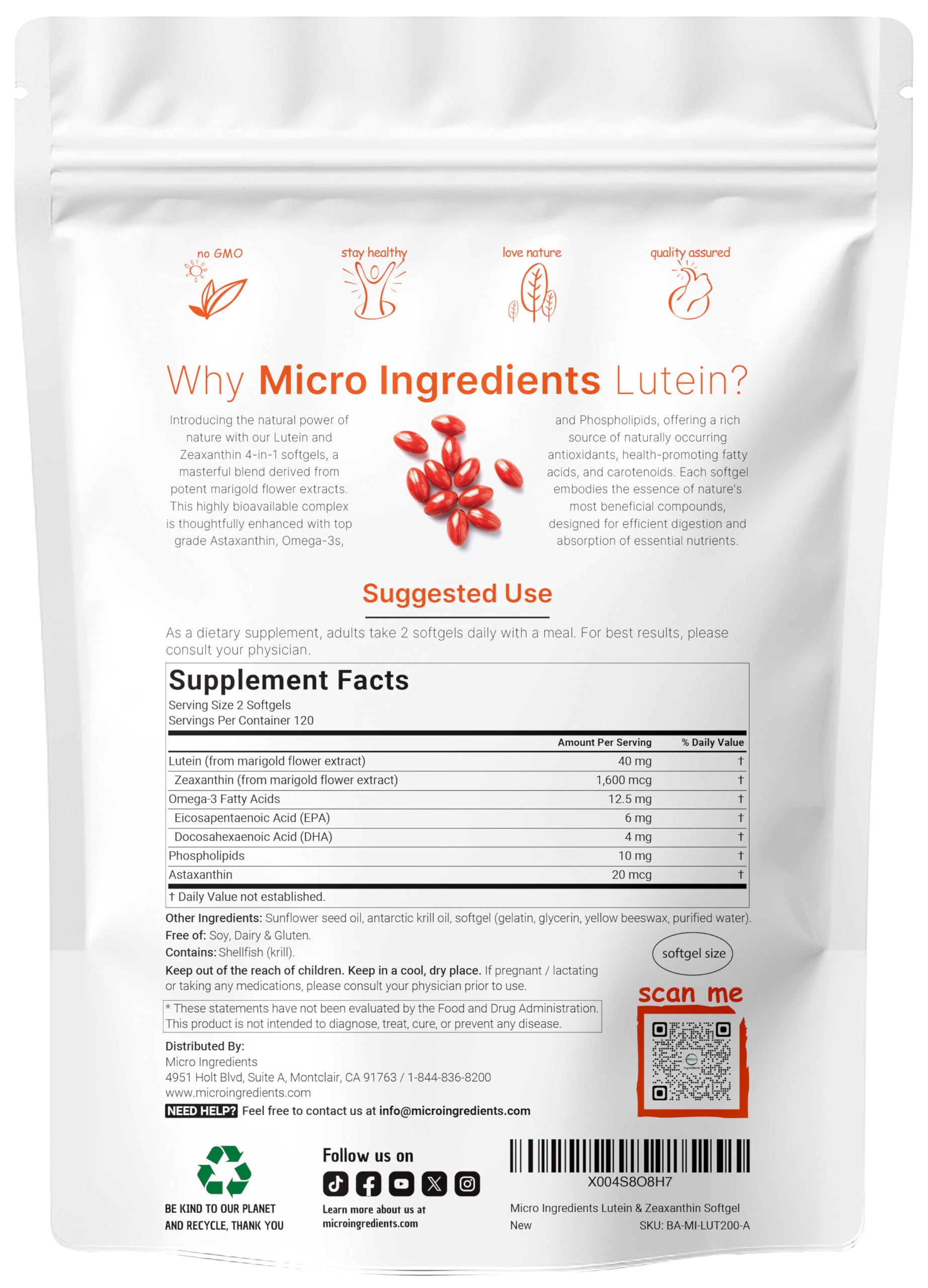 Astaxanthin and omega-3 DHA/EPA softgels