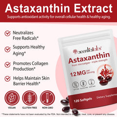 Close-up of Astaxanthin softgels capsules