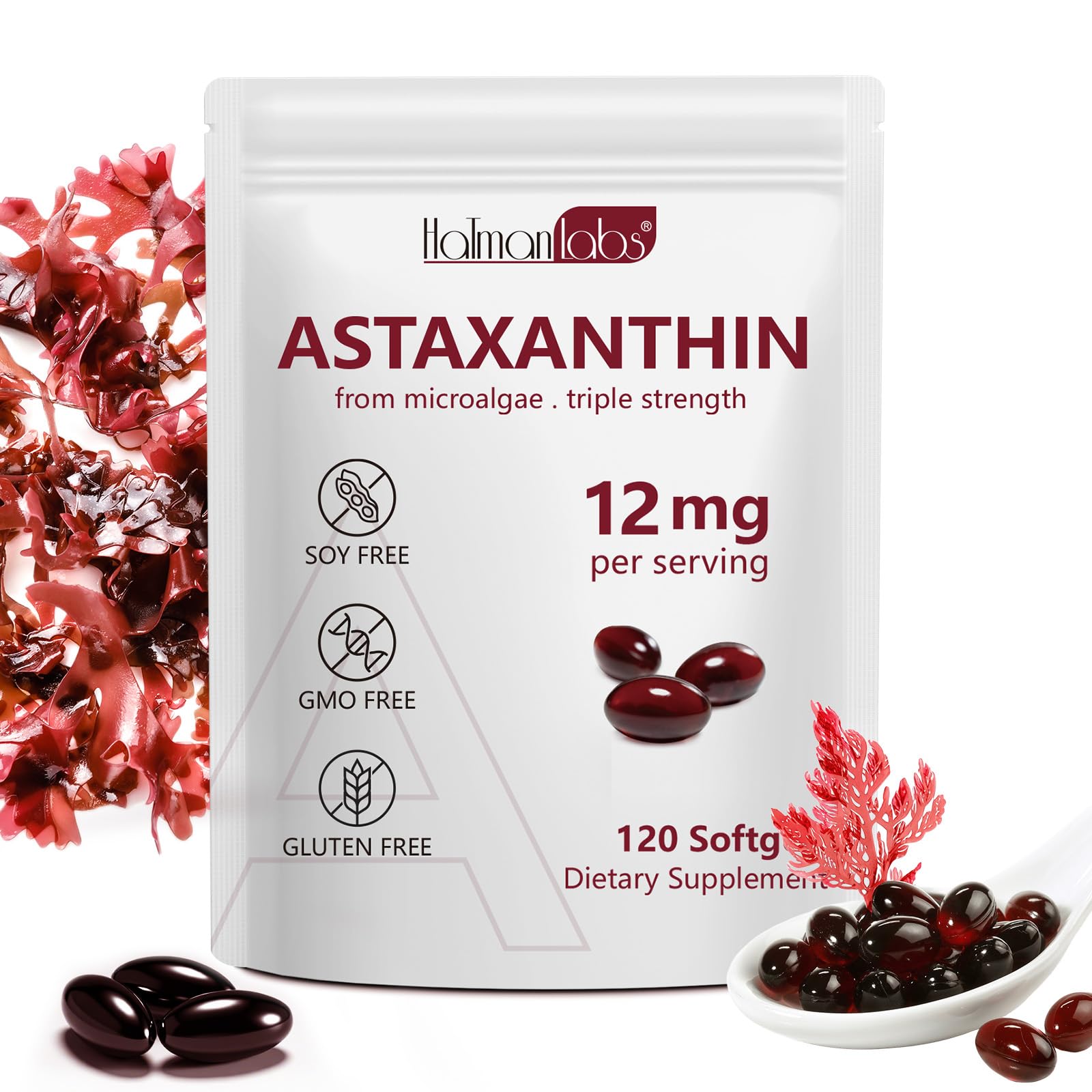 Astaxanthin 12mg softgels – product front view