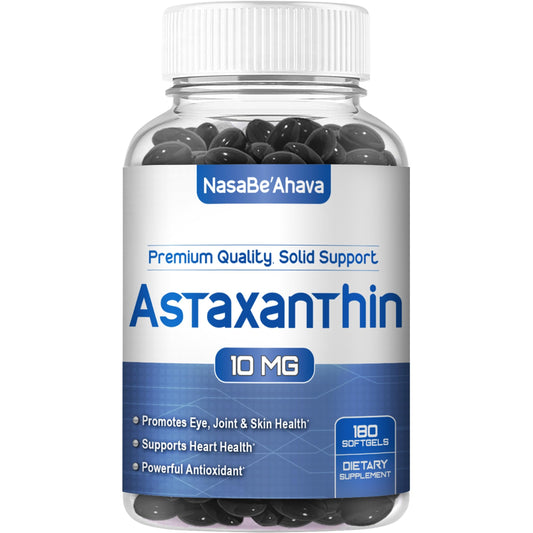 Front view of Astaxanthin supplement bottle with label