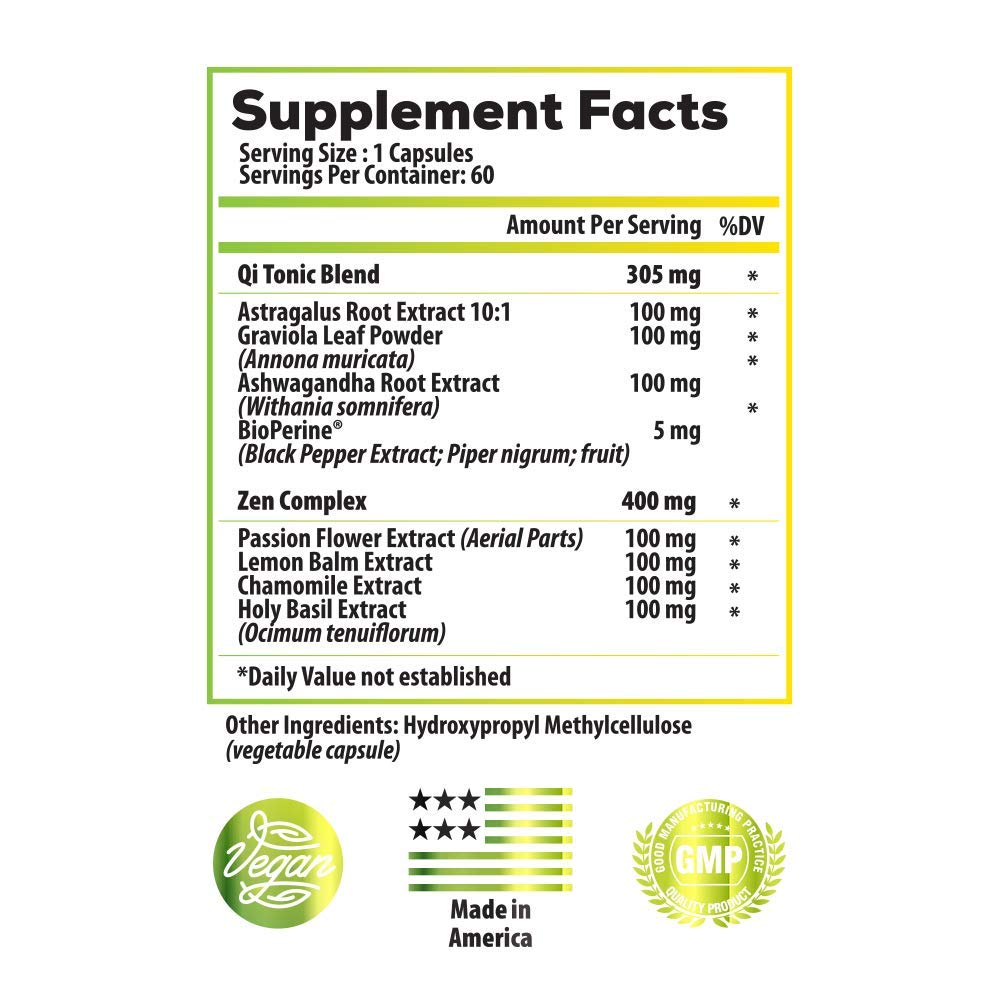 Astragalus root, ashwagandha, and passion flower blend