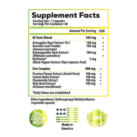 Astragalus root, ashwagandha, and passion flower blend