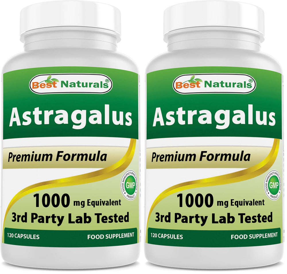 Front view of Best Naturals Astragalus Capsule bottle – 1000 mg