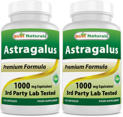 Front view of Best Naturals Astragalus Capsule bottle – 1000 mg