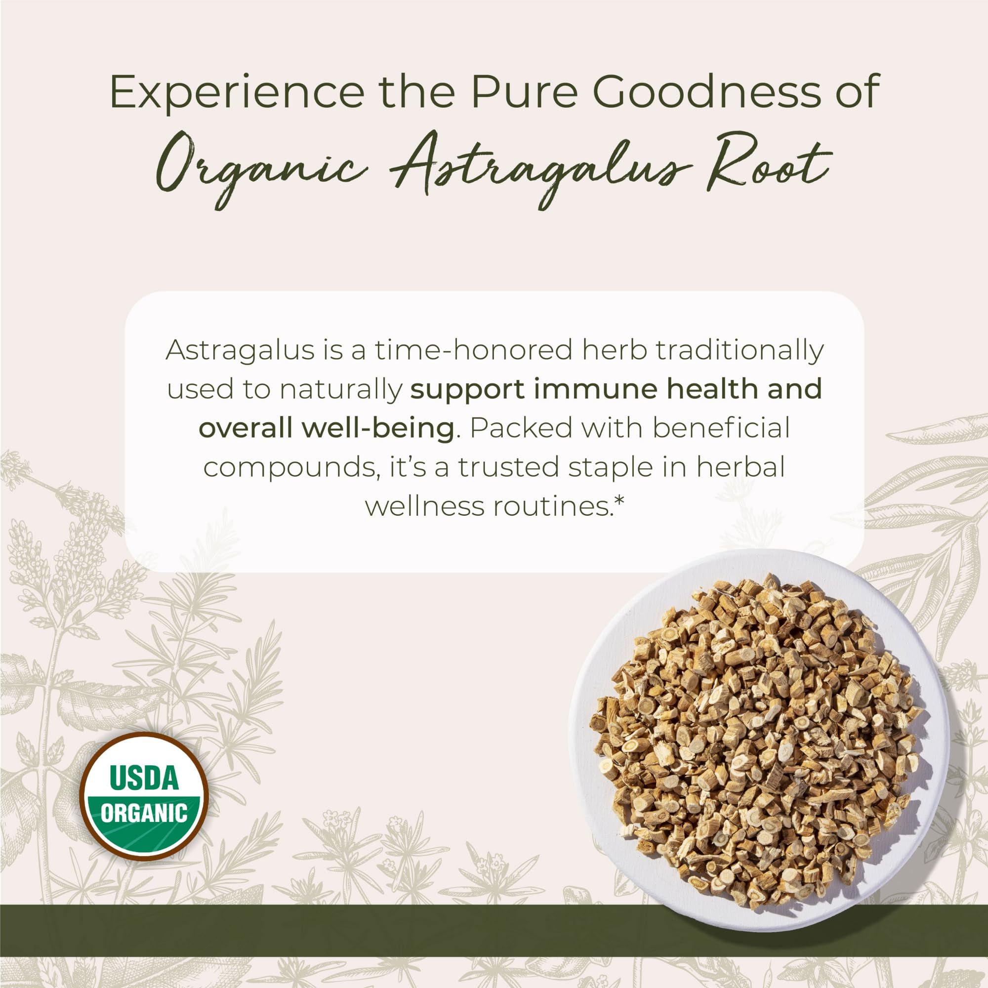 Dried astragalus root bulk for tea and wellness