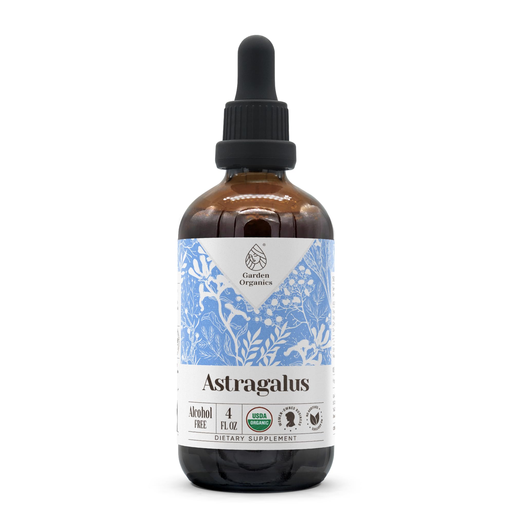 Bottle of Astragalus USDA Organic Alcohol-Free Extract (4 oz) on a white background
