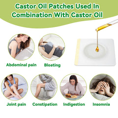 Close-up of Astravox castor oil belly button patch showing center core and anti-overflow frame