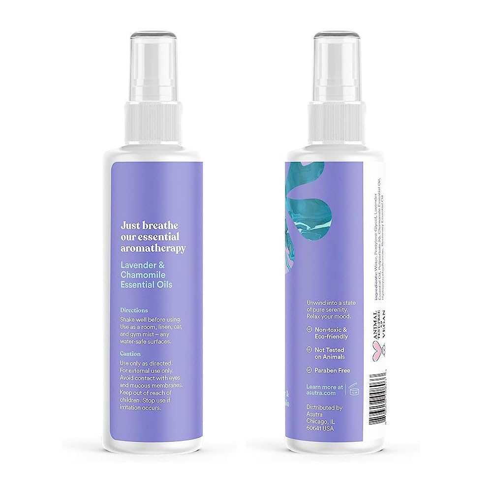 Ingredients and safety icons for ASUTRA Pillow Spray