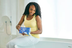 Close-up of magnesium chloride bath flakes for rapid absorption