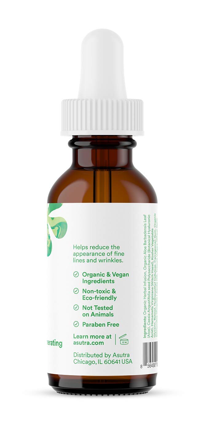 ASUTRA Retinol Serum texture close-up shows clear-to-cloudy consistency.