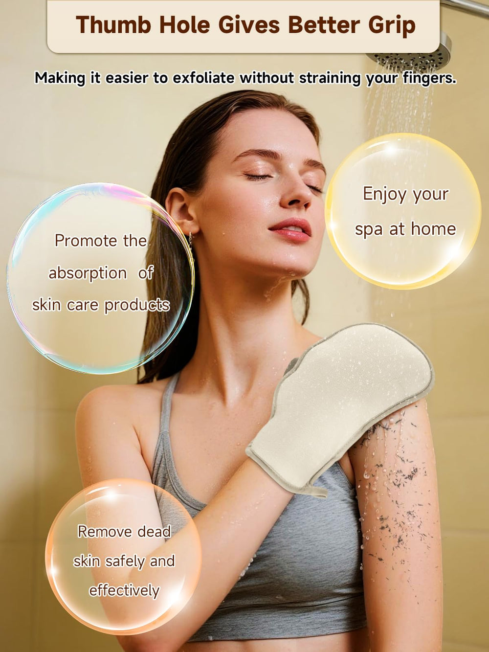 Aswdbbn machine-washable exfoliating mitt for deep cleansing and easy care