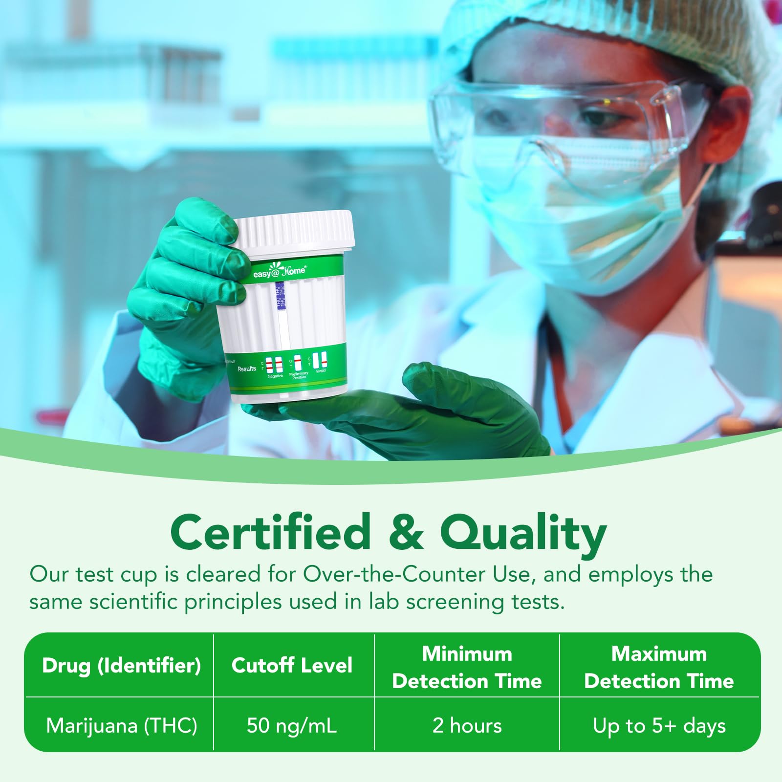 Unboxed Easy@Home THC urine drug test kit contents