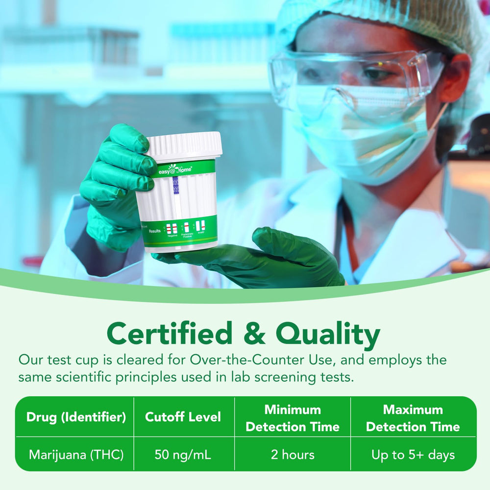 Unboxed Easy@Home THC urine drug test kit contents
