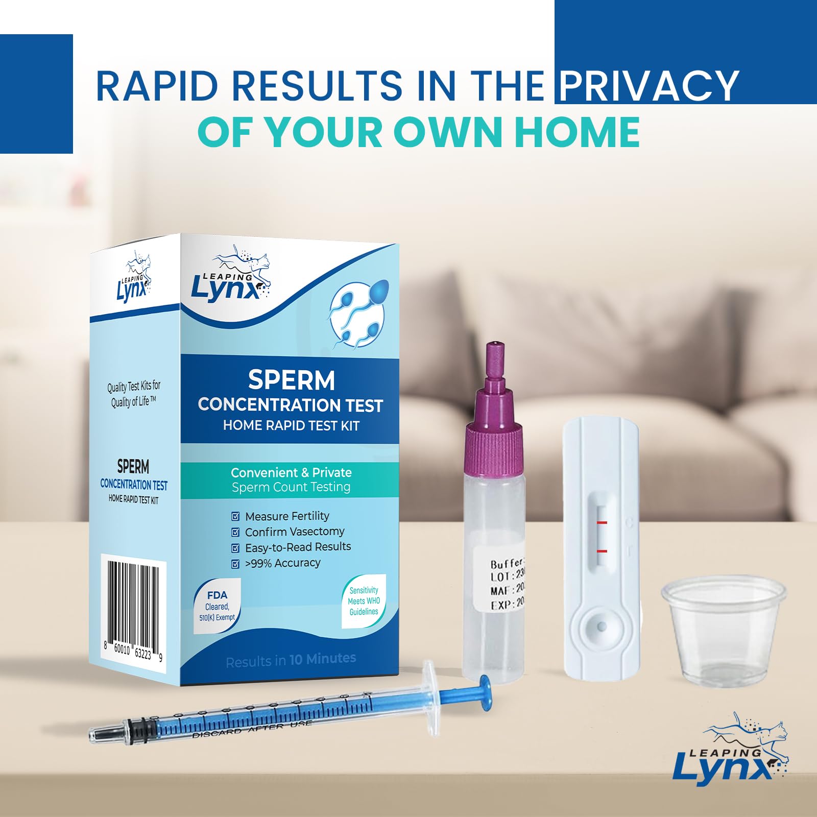 At-home sperm count cassette included in the kit