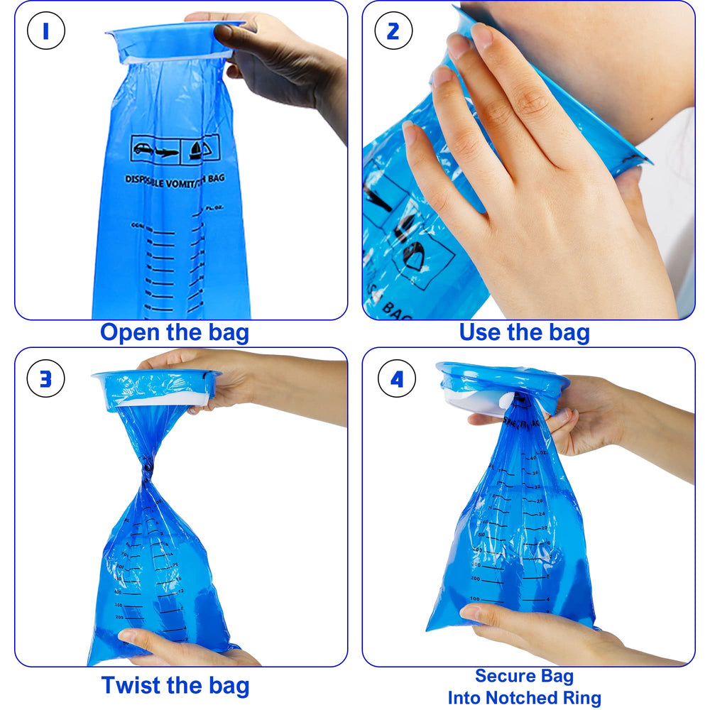ATDAWN emesis bag compact and portable for car, taxi, or home use.