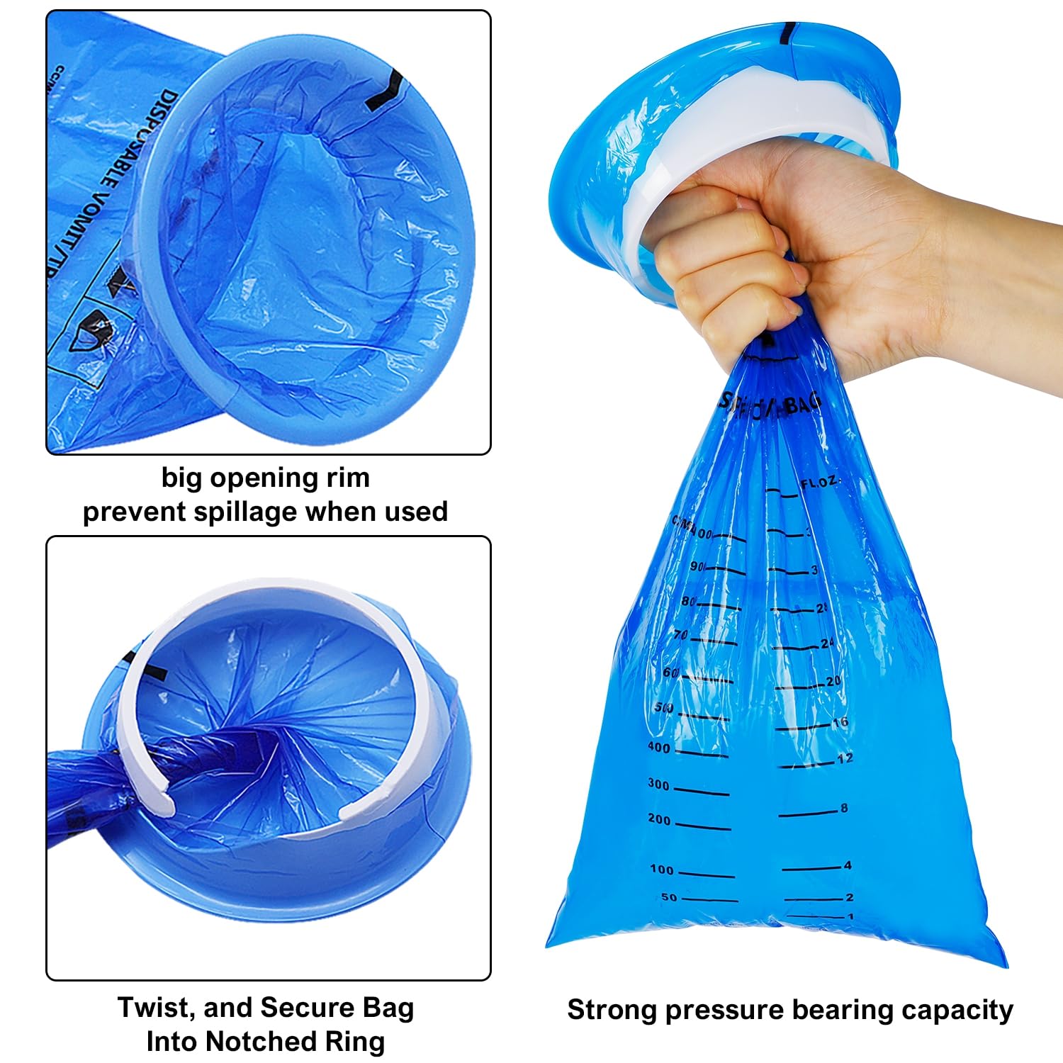 ATDAWN emesis bag secure-closure ensures odor control and leak prevention.