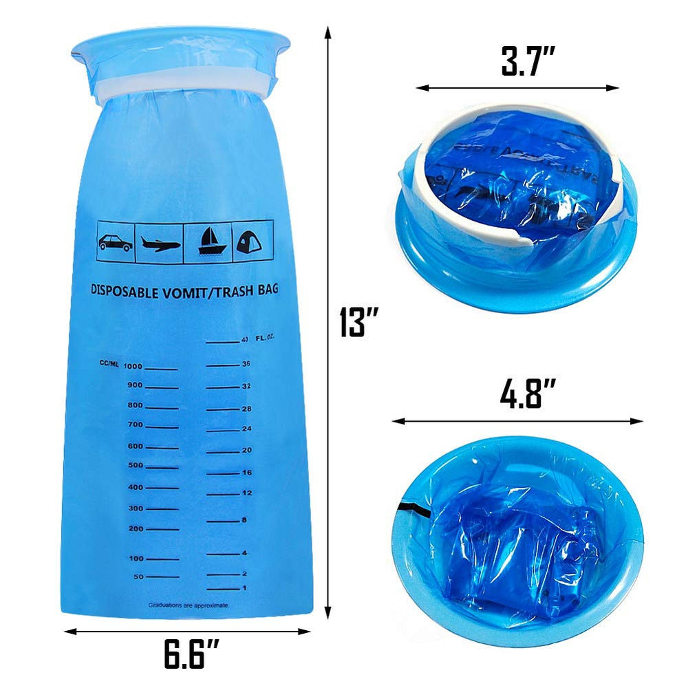 ATDAWN emesis bag wide opening enables easy use with minimal spills during travel.