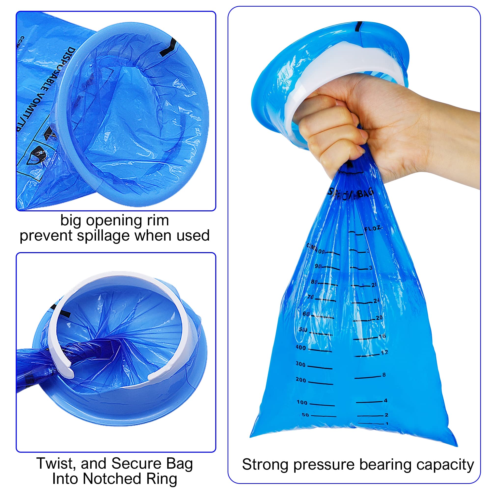 ATDAWN emesis bag wide opening enables quick use and minimizes spills.