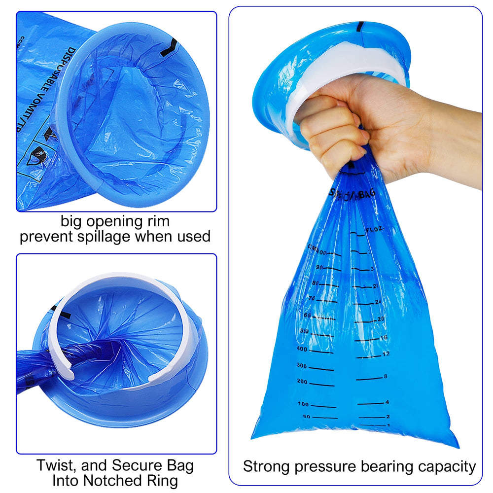 ATDAWN emesis bag wide opening enables quick use and minimizes spills.