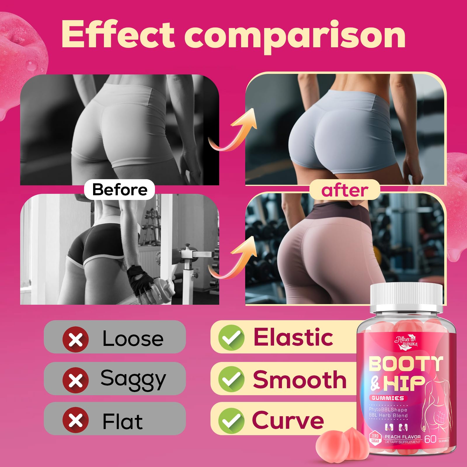 Atherionyxora Booty Gummies zero sugar label with 26 calories.