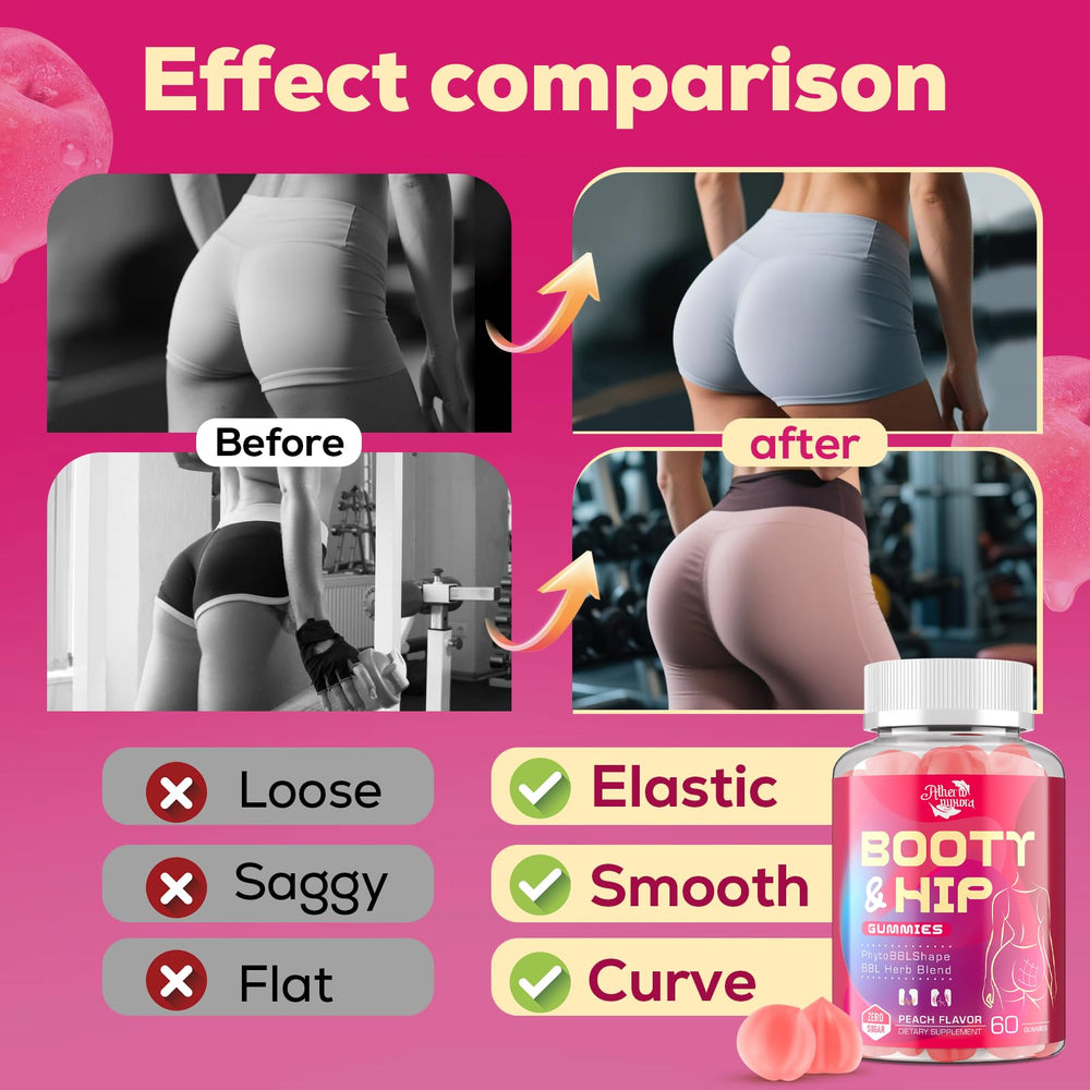 Atherionyxora Booty Gummies zero sugar label with 26 calories.