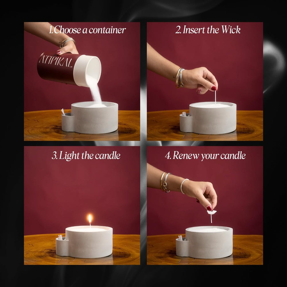 Candle lit with pearl wick and floating water display