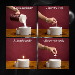 Candle lit with pearl wick and floating water display