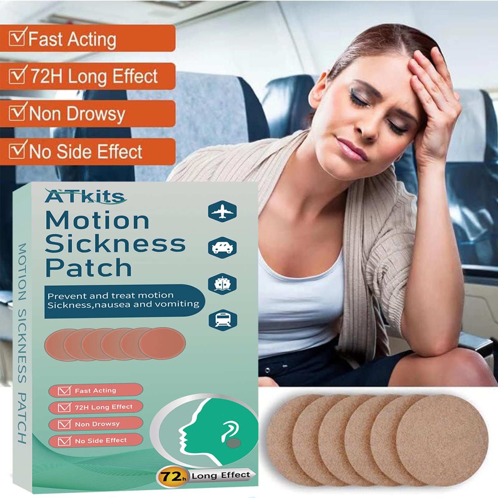 ATkits behind-ear patch demonstrates discreet and fast relief during travel