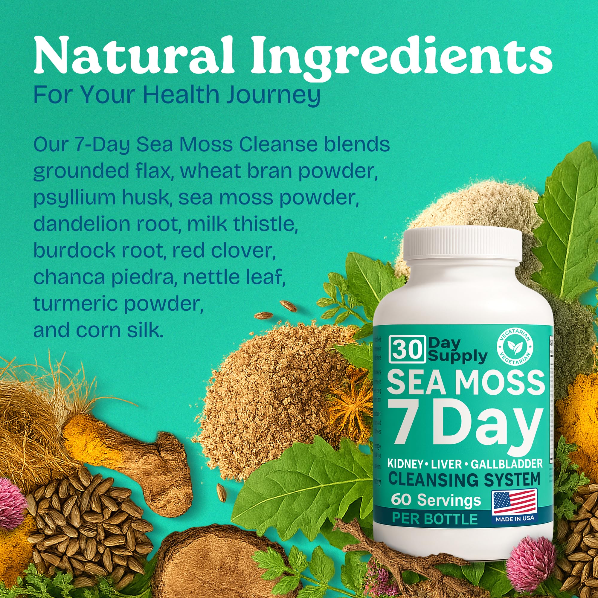Psyllium husk and herbal blend concept image