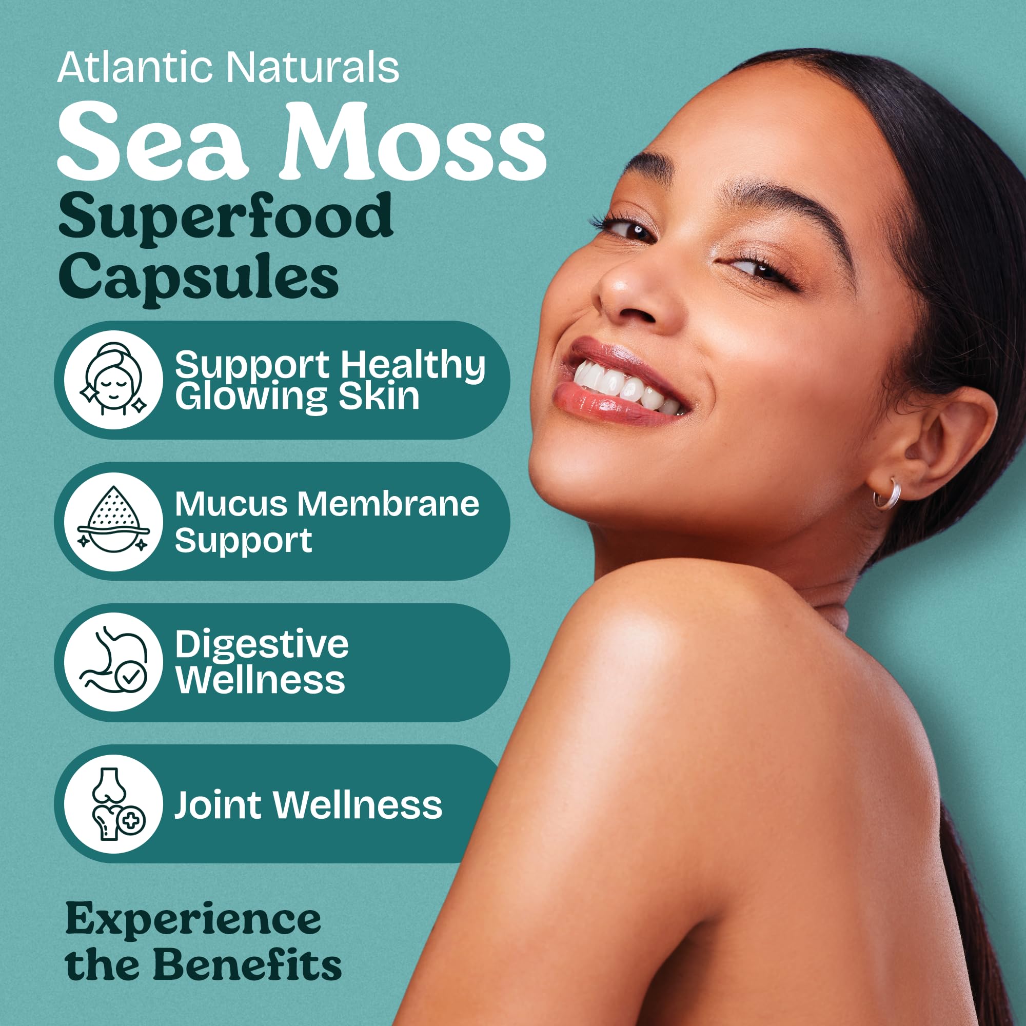 Sea moss capsules ingredients including moringa, ashwagandha, black seed oil