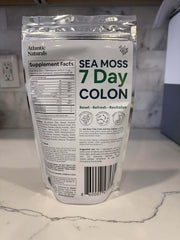 Ingredients panel highlighting Sea Moss, Psyllium Husk, Flaxseed, and Clove
