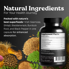 Close-up of sea moss and shilajit capsules