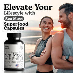 Lifestyle scene featuring wellness and healthy foods alongside capsules