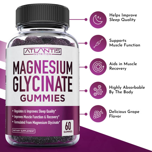 Close-up of grape-flavored magnesium glycinate gummy