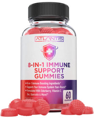 Bottle of Atlantis Nutrition 8-in-1 Immune Gummies with Elderberry