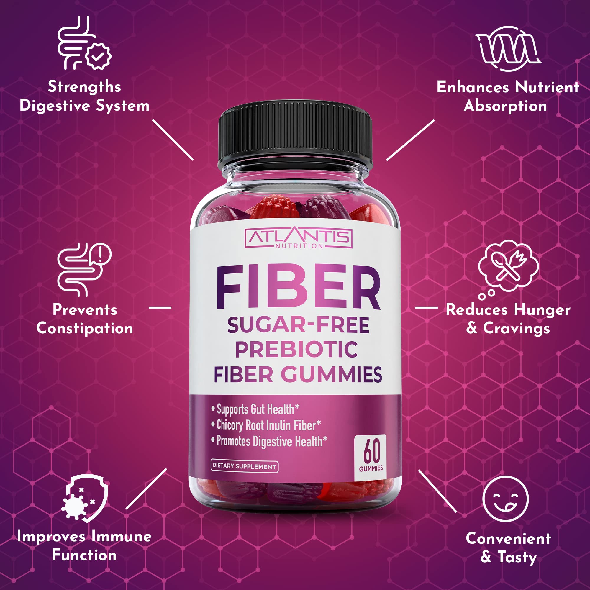 Made in the USA emblem on Atlantis Nutrition fiber gummies package
