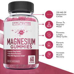 Close-up of raspberry-flavored magnesium gummies