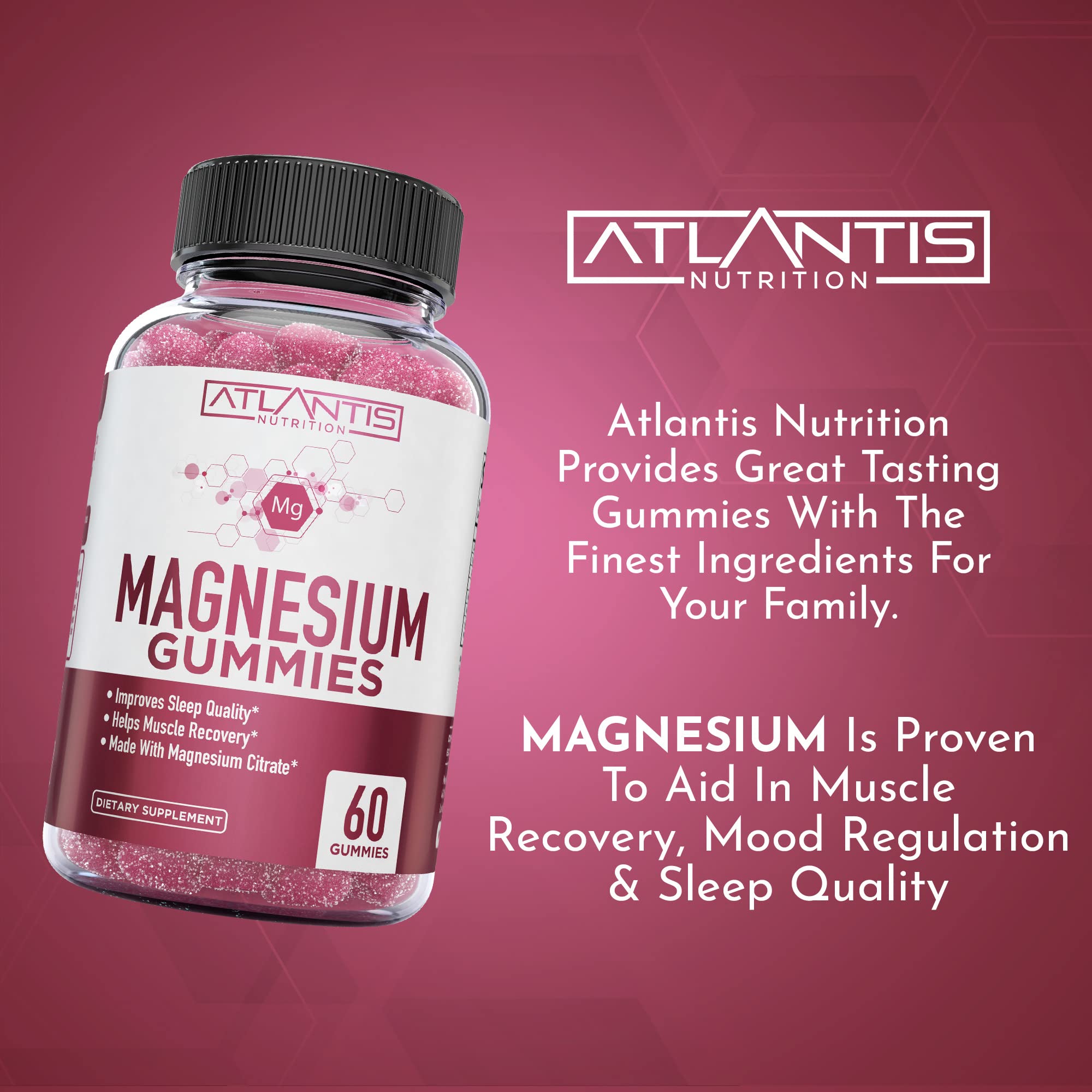 Magnesium citrate gummy bottle on white background