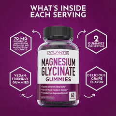 Grape-flavored Atlantis Nutrition Gummies packaging and serving suggestion
