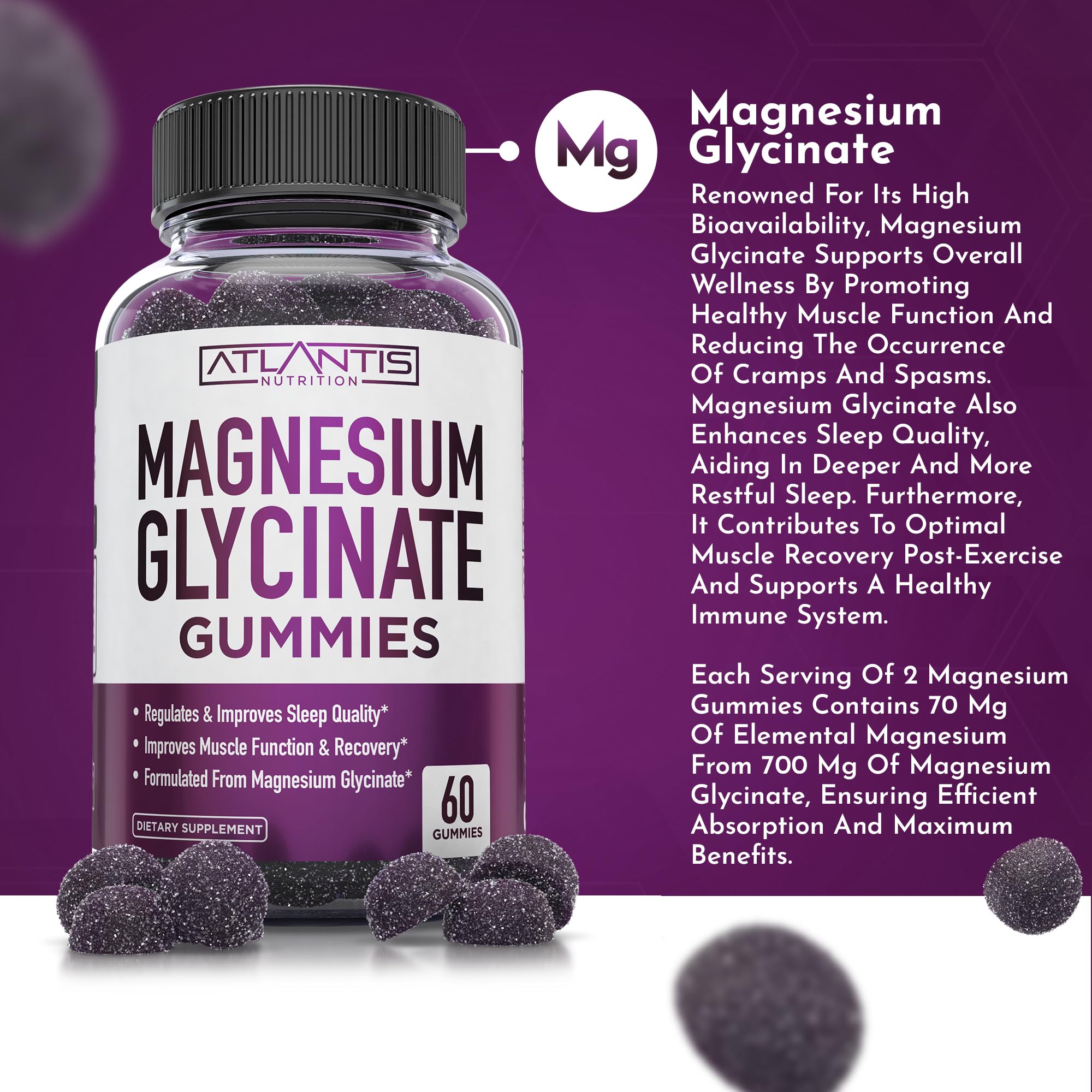 Kid-friendly Atlantis Nutrition Magnesium Glycinate Gummies