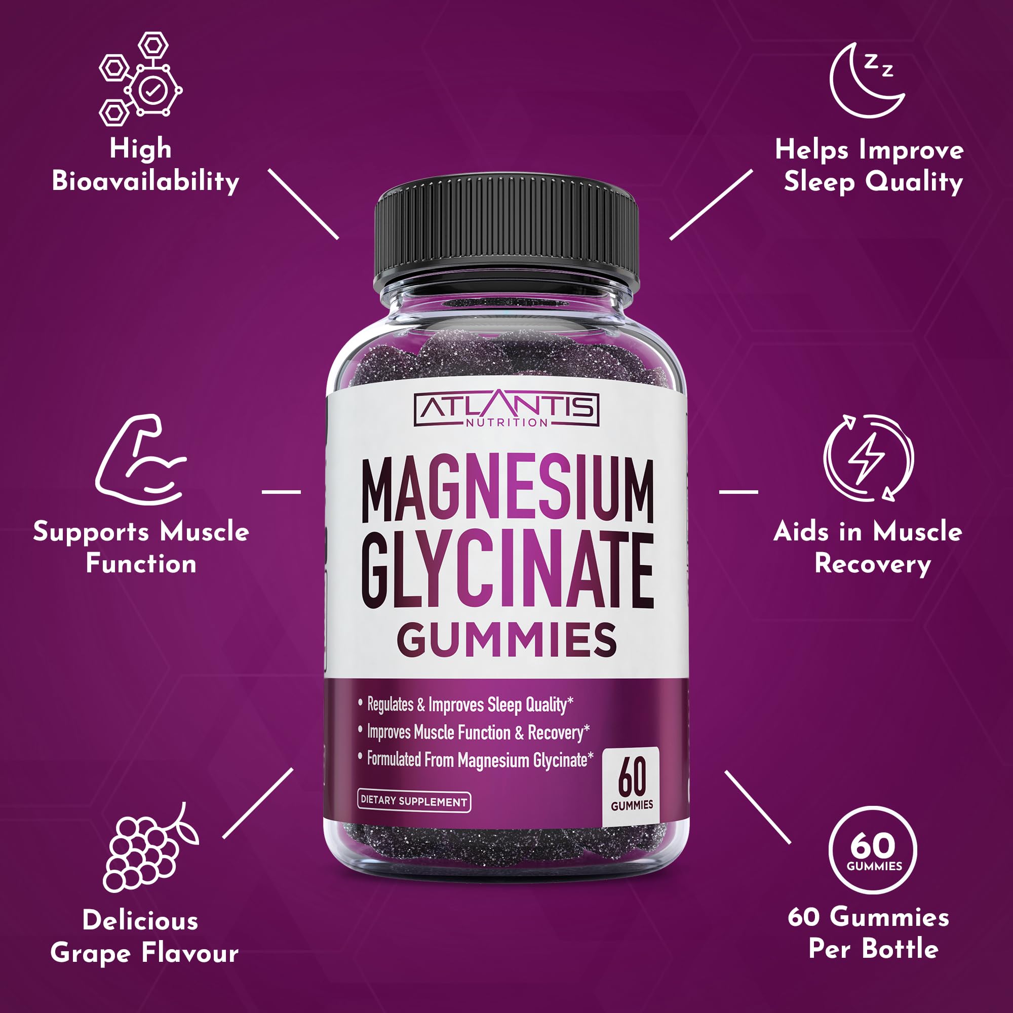 Sleep support with grape-flavored magnesium glycinate gummies
