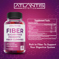 Adult gummy bottle showcasing Atlantis Nutrition fiber gummies 2-pack