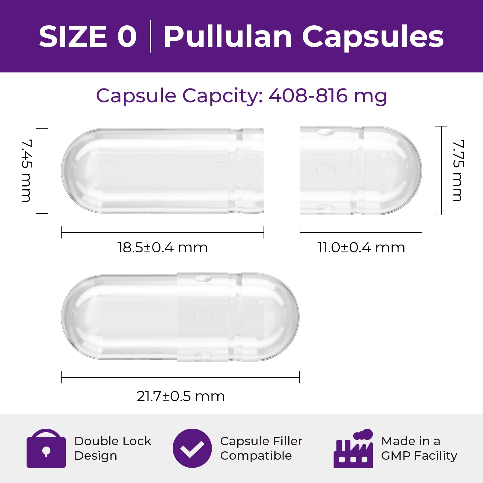 ATLEMISME Pullulan capsules size 0 - 500 count